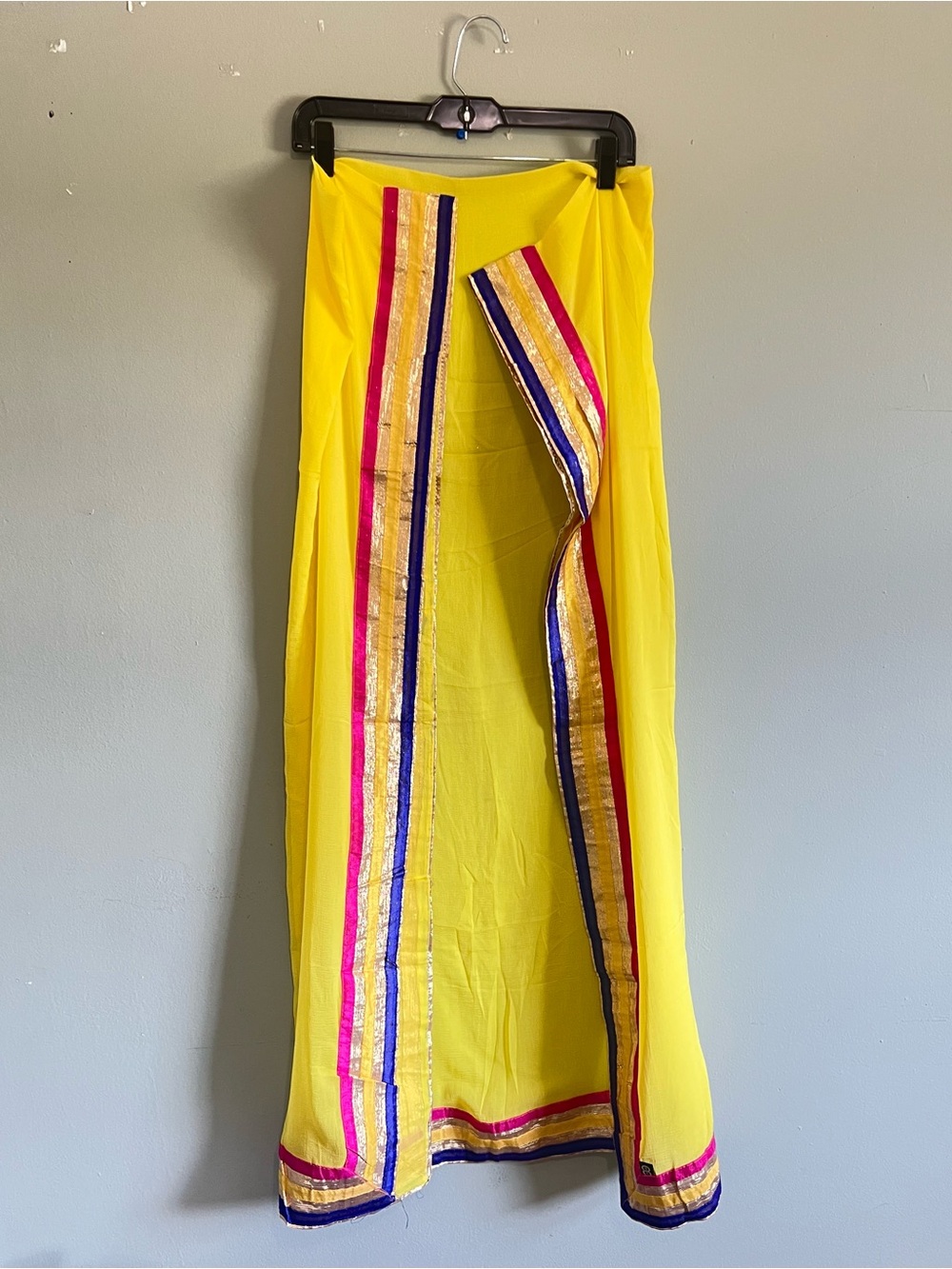 Bright Yellow Dupatta Multicolor Trim